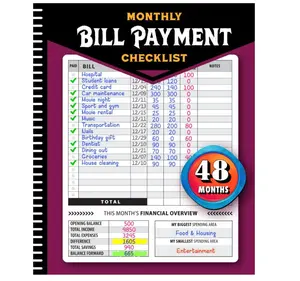 Monthly Bill Payment Checklist Bill Tracker Notebook 4 Year Guide for Families Money Managers 960 Records Savings Debt Expenses Organizer Financial Tool