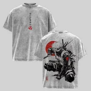 Kakashi Hatake T-Shirt Washed Vintage, Naruto Anime Oversize Streetwear Tee, Sharingan Ninja Graphic Shirt, Unisex Heavyweight Cotton Top, Gift for Anime & Manga Fans Oversized Apparel