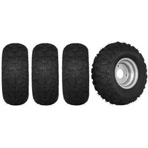 ATV Go Kart Tires and Rims 145x70-6 Iron Wheels 90CC Go-Kart Buggy ATV Mini-bikes Quad Bike Tires and Wheels HUB- 3-hole Set of 4