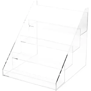 Plymor Clear Acrylic Flanged Display Stairs, 10" H x 10.1875" W x 11" D
