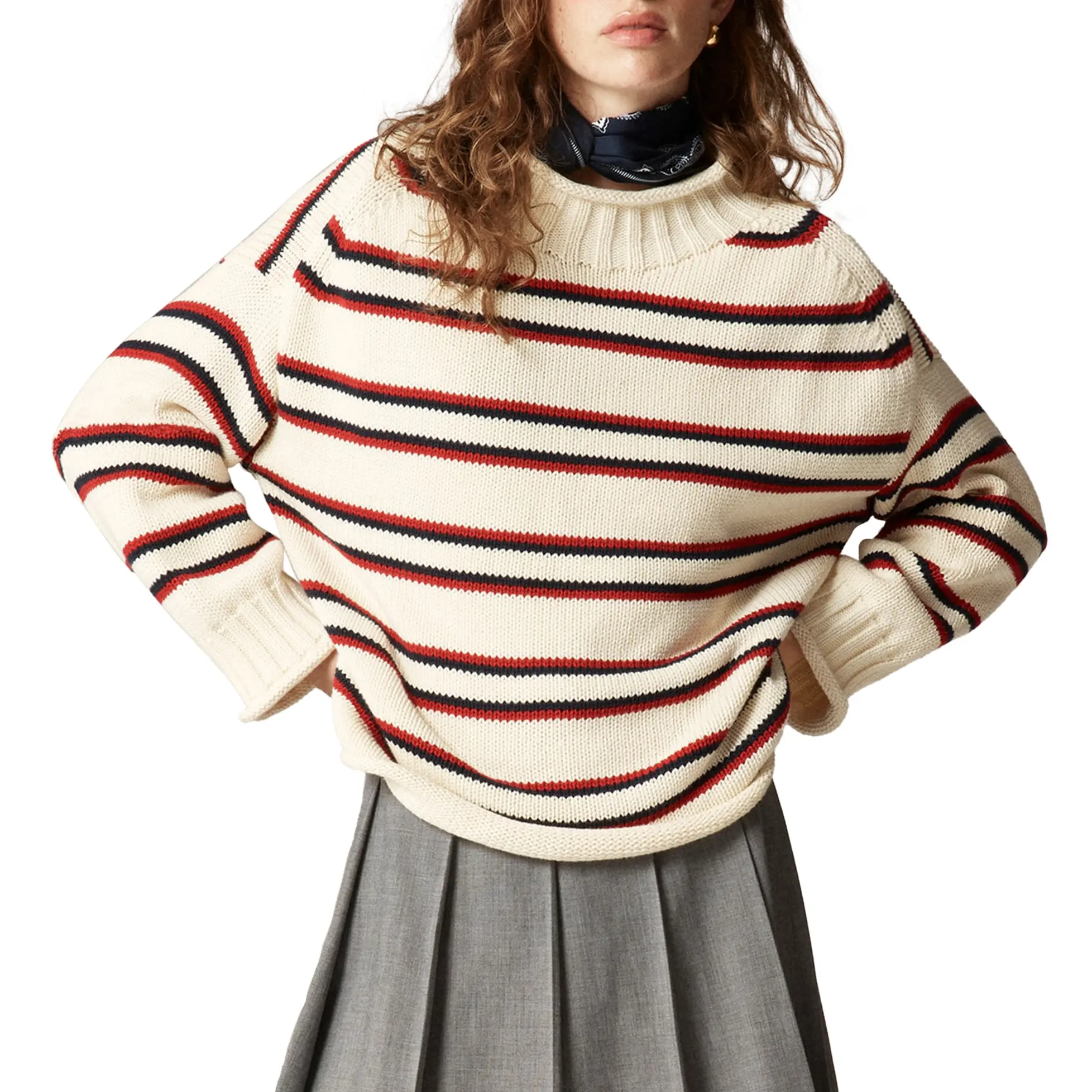 Hixiaohe Women's Oversized Crew Neck Sweater Long Sleeve Knit Pullover Cozy Fall Winter Tops Casual Loose Knitwear