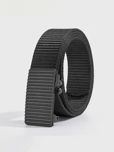 Men's Lightweight Breathable Nylon Easy Adjustable Belt, Automatic Buckle Tactical Waistband, Durable Casual Street Style Versatile Belts for Students and Youth