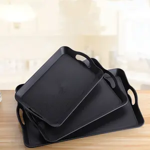 1pc Serving Trays with Handles Trays for Eating Multi Purpose Plastic Tray Rectangular Anti Skid Decorative Food Tray for Restaurant Breakfast Countertop Party Kitchen