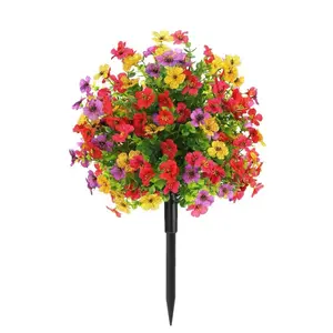 Realistic Artificial Flower Bundle, UV-Resistant Mixed Color Decorative Fake Flowers for Home Garden & Yard Decor, Outdoor Planters & Landscaping