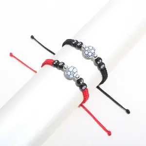 2026 Football Braided Bracelet, Unisex Adjustable Soccer Wristband, Trendy Minimalist Hand Rope, Creative Versatile Sports Jewelry, Stylish Fan Souvenir Accessory for Daily Wear Sports Events Casual Party Gift