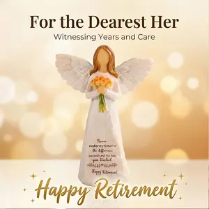 Angel Figurine Retirement Gifts for Women – Happy Retirement Decorations, Flower Bouquet Resin Angel Statue, Thoughtful Birthday Gifts for Mom, Nurse, Teacher – "Never Underestimate the Difference You Made"