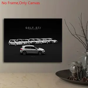 1 piece/set of frameless canvas print posters, minimalist art, Garage Art Golf GTI Evolution MK8 White, perfect gift for sports car culture enthusiasts, ideal gift for bedroom, living room, kitchen, dormitory corridor, mural, wall decoration, room decorat