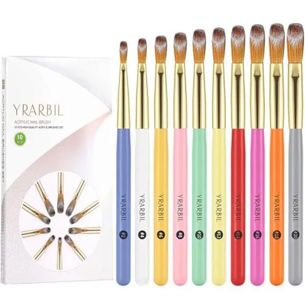Acrylic Nail Brush Set, 10PCS Professional Nail Art Brushes for Acrylic Powder Applications, 3D Carving, Nail Art Extension for DIY Home Salon Tools