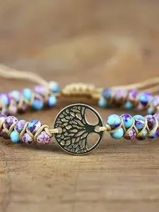 Boho Handmade Natural Stone Wrap Bracelets, Turquoise Crystal Beads Bracelet, Unique Bohemian Style Jewelry for Women & Girls