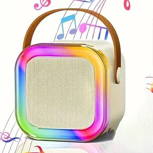 Portable Bluetooth Karaoke Machine with 1 Dual Wireless Microphones LED Nightlight Subwoofer IPX4 Waterproof Natural Sound Compact Design for Halloween Birthday Gifts Sammi Speaker USB Speaker