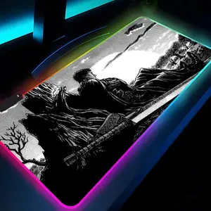 Anime Guts Sword In Berserk  Mouse Pad Rgb Xxl Laptop Mat Gaming Mousepad Backlit Keyboard Gamer Girl Table Pads Desk