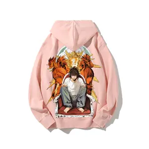 Death Note Misa Amane and L Hoodie Anime Graphic Japanese Style Clean Minimal Streetwear Unisex Couple Outfit Soft Cotton Fall Winter Gift