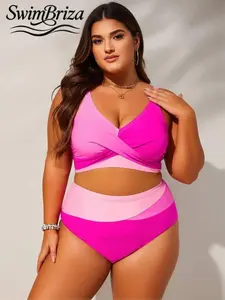 Briza｜Women's Plus Size Swimsuit Set, Perfect For Beach Vacations, Leisure, And Outdoor Beachwear. Made With Elastic Fabric For Extra Comfort. A Great Gift For Your Girlfriend.