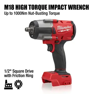 Milwaukee M18 FMTIWF12 18V 1000Nm Impact Wrench， Heavy-Duty Wall Mount Tool Holder