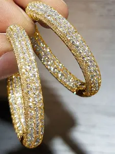 1 Pair Fashion Cubic Zirconia Hoop Earrings Statement Earrings For Women For Wedding Engagement Anniversary Party Jewelry Valentine's Day Gift Fashionable Jewelry Accessories