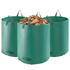 【Spotlight Day】VEVOR 3-Pack 72 Gallon Reusable Yard Waste Bag,  Large Lawn Garden Bags, Heavy Duty Collapsible Garden Leaf Trash Container, Stand-Up Grass Clipping Bin, with Reinforcement Ring and Handles, 26.4x30 in