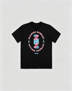 Menswear Casual Short-Sleeve Round Neck Bubbles and Doubles T-Shirt - Youth, Soft Breathable Fabric