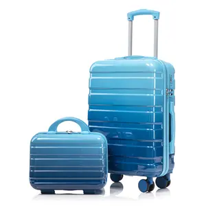 Fahuac 2-Piece Luggage Sets, 20" Hardside Carry-On Spinner Luggage + 14" Cosmetic Case, Gradient Color, TSA Lock, 360° Silent Wheels for Weekend Travel