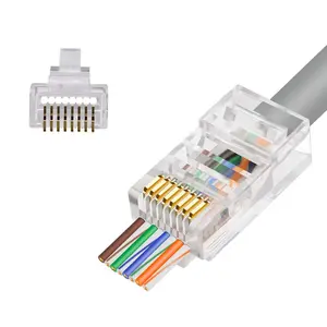 SGElectronic Cat6 RJ45 Connectors 100-Pack Ethernet Cable Crimp Connectors Male Push Through Design Compatible with Cat-5/5e/6