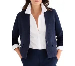 NIC+ZOE Weave Mix Collarless Knit Jacket