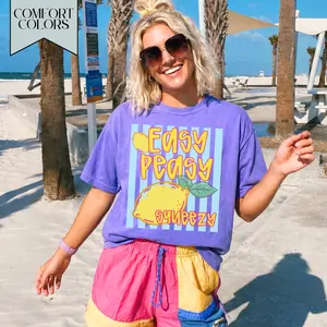 Trendy Women's Summer Shirt, Easy Peasy Lemon Shirt for Women