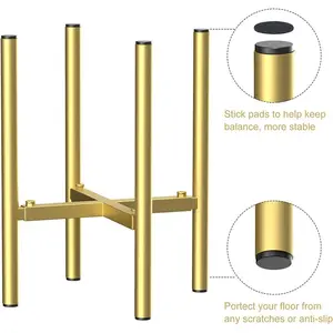 1 adjustable indoor plant stand, metal plant stand, single floor flowerpot stand, medieval indoor/outdoor plant - gold (excluding flowerpot)