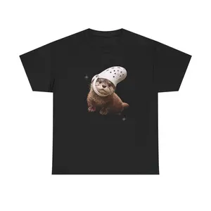 Otter Wearing Croc Hat T-Shirt | Cute and Funny Animal Illustration