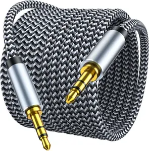 Aux Cord 4ft, 3.5mm Audio  - Nylon Braided 3.5mm Male to Male AUX  Cord for , Headphones,  Stereos, Speaker