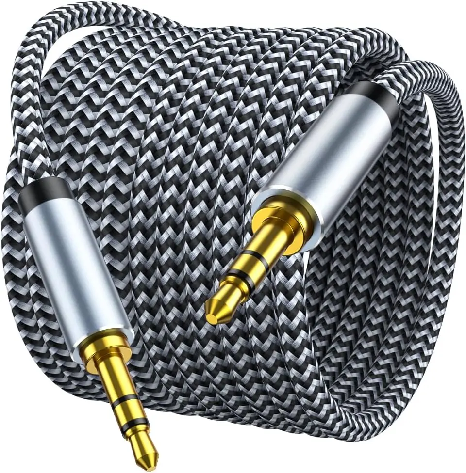 Aux Cord 4ft, 3.5mm Audio  - Nylon Braided 3.5mm Male to Male AUX  Cord for , Headphones,  Stereos, Speaker