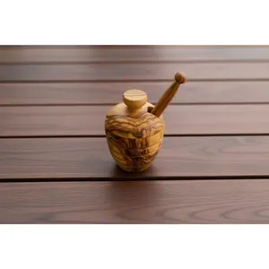 Olive Wood Small Honey Pot (4X2.5X2.5)