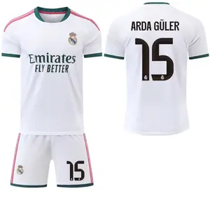 Real Madrid White Adult Soccer Jersey & Shorts Set - Breathable Athletic Football Kit for Training, Match Day Fans 1
