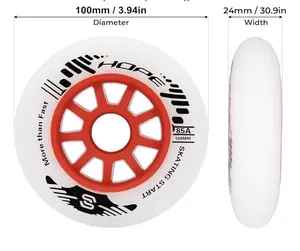 8Packs SKT HP 100mm Inline Skate Wheels 85A Replacement Rollerblade Wheels for Outdoor Speed Inline Roller Skate (100mm(set of 8