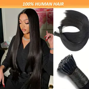 New Fashion Wholesale Human Hair I-Tip Extensions 18-26 Inch Straight Keratin Pre-Bonded Invisible Hair Extensions for - Natural Look, Easy Application, Versatile Styling, Realistic Hairpiece |   Sleek Extension Style, Hair Extensions for Thin Hair