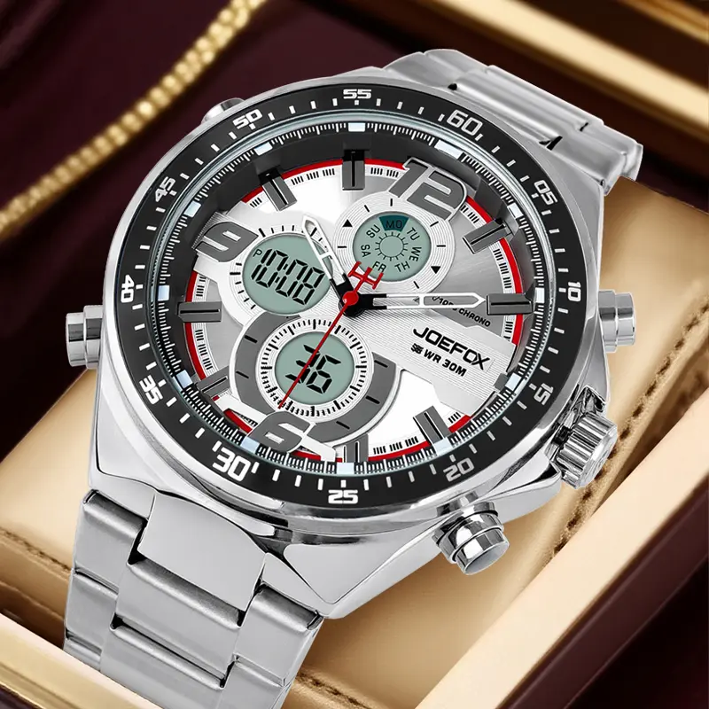 JOEFOX Men's Multifunctional Electronic Watch with Night Light Function Sports Watch Waterproof Alarm Clock and Timing Function