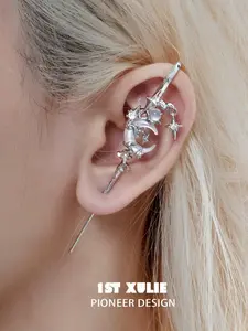 1ST XULIE Myth OF The Moon S925 Silver 18K Platinum Plated/24K Gold Plated EarHook Needle Piercing Earring antique jewelry