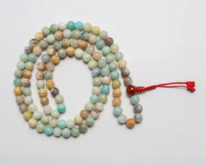 108 Beads Amazonite Stone Hand Knotted Mala Prayer Bead Mala