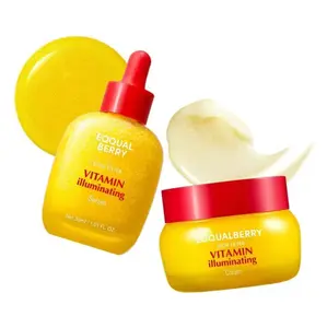 EQQUALBERRY Vitamin Illuminating Serum &Cream Set - Vitamin C & Niacinamide ITargets Dark Spots I Strengthens Skin Barrierwith Ceramides I Glowy, LightweightHydration