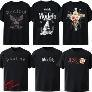 3-pack men’s double-sided printed T-shirts, beautifully designed double-sided patterned T-shirts, versatile printed T-shirts, couples can wear these T-shirts, American short-sleeve T-shirts.