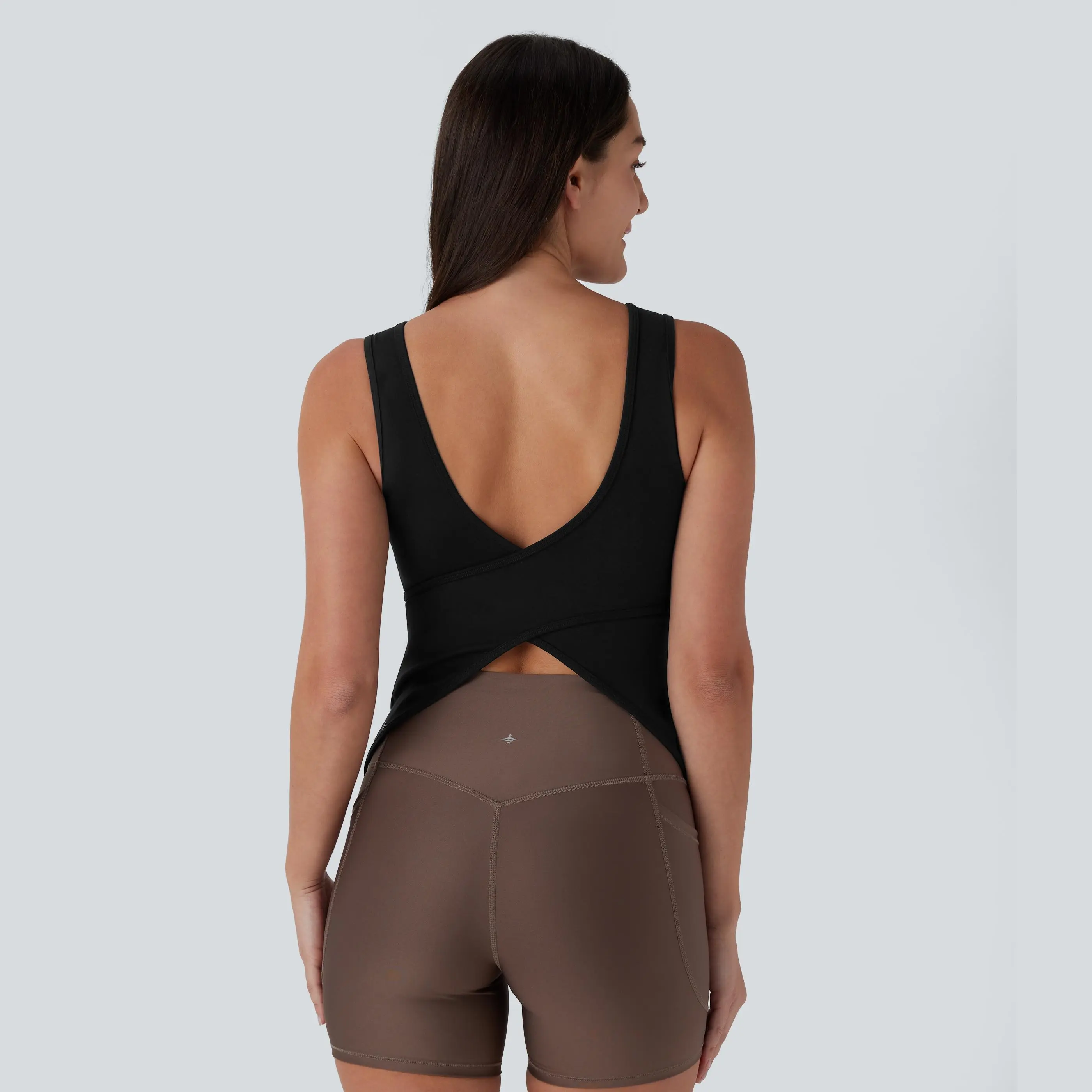 Halara U Neck Backless Crossover Yoga Tank Top-Longer Length #BackToSchool