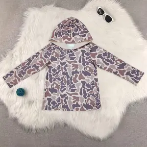 New Clothes Sibling Kids Boys Long Sleeve Brown Camouflage Hoodie Comfortable Polyester Military Print Sweatshirt for Children Children Clothes Boys Tops Long sleeves brown camo