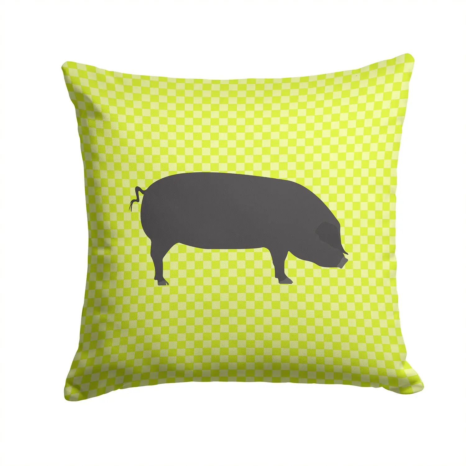 Devon Large Black Pig Green Decorative Throw Pillow 14x14 Indoor Outdoor Accent Cushion, Fabric Cover with Insert for Sofa, Bed, Porch & Living Room