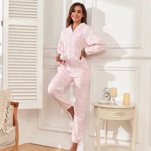 New Hooded Onesie Pajama, Cartoon Zip-Up Sleepwear