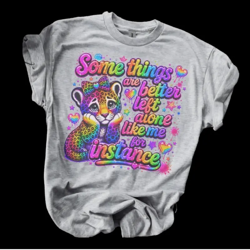 LF Designs - Some Things Are Better Left Alone  Bleached Shirt Comfy Unisex Jersey Top Casual Vintage Style Short Sleeve Crew Neck Medium Length
