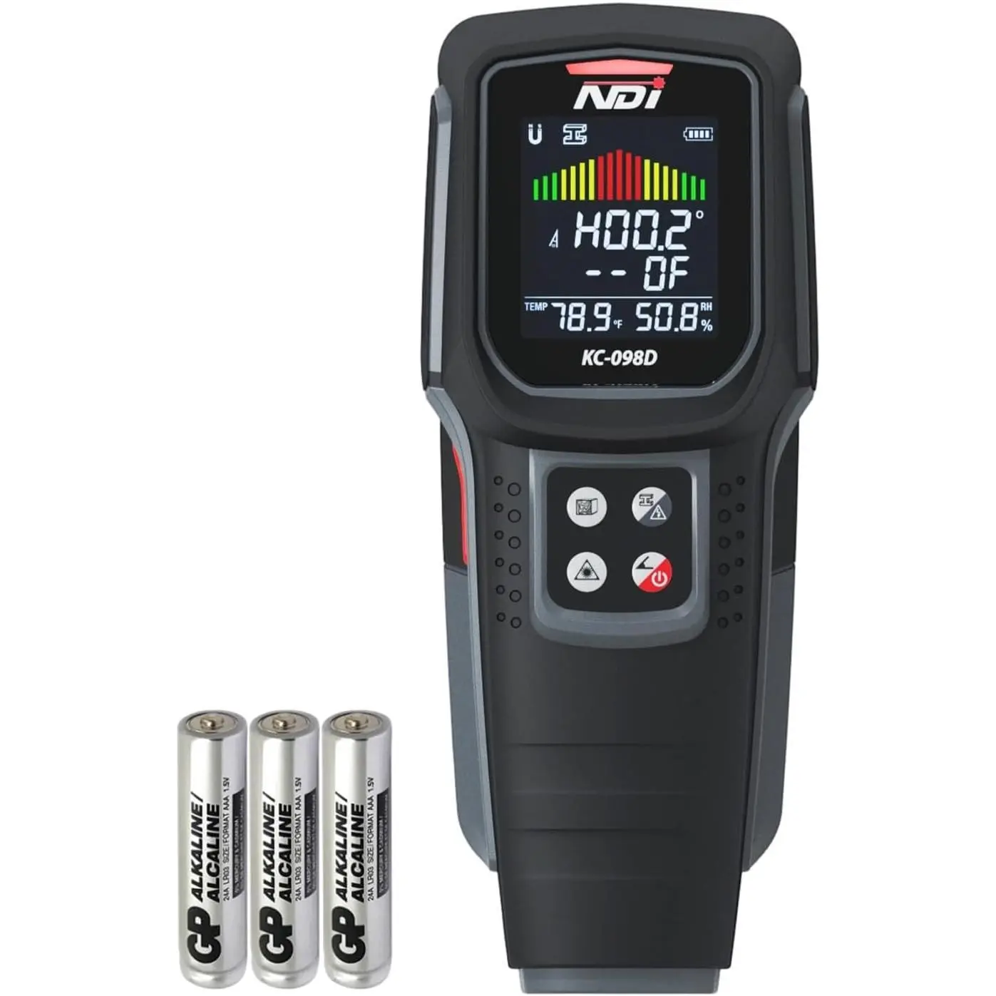 098D 5‑in‑1 Stud Finder Wall Scanner with Laser Liner – Precise Stud, Metal, Pipe & Live Wire Detection + Moisture Scan & Laser Guide