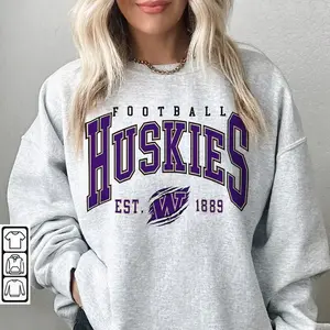Washington Football Sweatshirt, Huskies Shirt Retro Fooball Vintage 90s Crewneck Merch