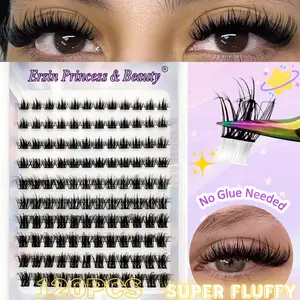 120 Cluster Self Adhesive False Eyelashes, Fluffy Natural Volume Curl, Mixed Length (8-16mm), 3D Faux Mink Lashes, Cosplay Travel Pack