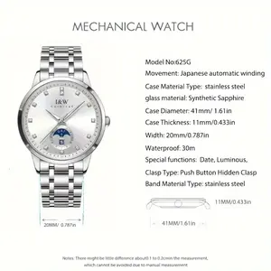 [Carnival IW Series Mechanical Watch] Carnival IW Series Men's Automatic Watch - 316L Stainless Steel Waterproof Wristwatch with Sapphire Mirror - Festival Gift