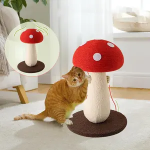 Extra-large upright sisal mushroom-shaped cat scratching post, indoor cat scratching board, interactive and cute design, suitable for all cats.