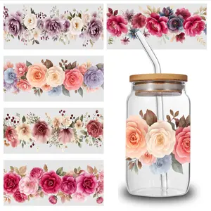 5 Sheets Floral Pattern uv dtf transfer sticker Glass Vinyl Mug Decoration Gift Art Inspiring Designs Designs magnetic series graffiti