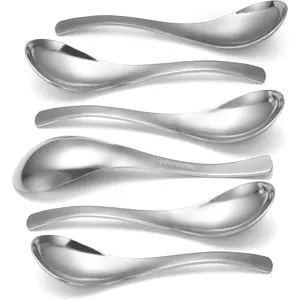Thick Heavy-weight Soup Spoons, High Grade Stainless Steel Soup Spoons, Set of 6 Cutlery Tableware